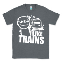 Charcoal Heather i like trains Classic Tee - linhVisuals