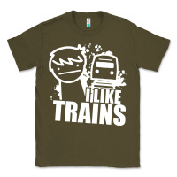 Army Green i like trains Classic Tee - linhVisuals