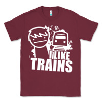 Burgundy i like trains Classic Tee - linhVisuals