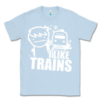 Dusty Blue i like trains Classic Tee - linhVisuals