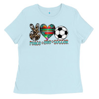 Baby Blue peace love soccer Ladies Tee - CowhideDigitalArt