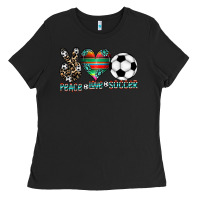 Black peace love soccer Ladies Tee - CowhideDigitalArt