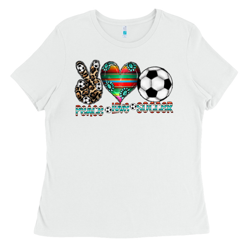 Peace Love Soccer Ladies Tee by CowhideDigitalArt | Teevron