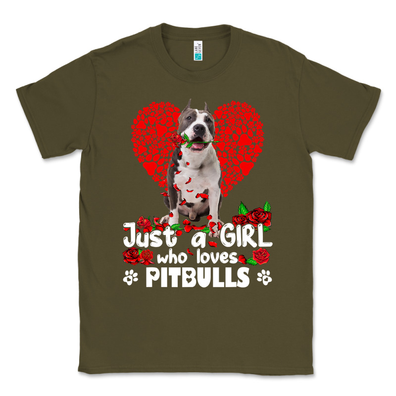 Pitbull Lover Dog Roses Funny Just A Girl Who Loves Pitbull 213 Pitbul Classic Tee by linhVisuals | Teevron