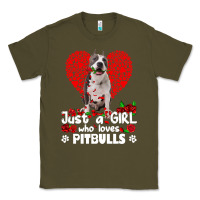 Army Green pitbull lover dog roses funny just a girl who loves pitbull 213 pitbul Classic Tee - linhVisuals