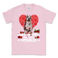Bubblegum Pink pitbull lover dog roses funny just a girl who loves pitbull 213 pitbul Classic Tee - linhVisuals