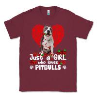 Burgundy pitbull lover dog roses funny just a girl who loves pitbull 213 pitbul Classic Tee - linhVisuals