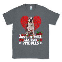 Charcoal Heather pitbull lover dog roses funny just a girl who loves pitbull 213 pitbul Classic Tee - linhVisuals