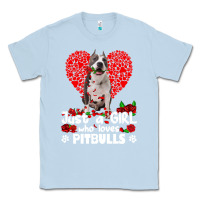 Dusty Blue pitbull lover dog roses funny just a girl who loves pitbull 213 pitbul Classic Tee - linhVisuals