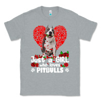 Heather Grey pitbull lover dog roses funny just a girl who loves pitbull 213 pitbul Classic Tee - linhVisuals