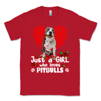 Red pitbull lover dog roses funny just a girl who loves pitbull 213 pitbul Classic Tee - linhVisuals