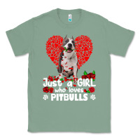 Sage pitbull lover dog roses funny just a girl who loves pitbull 213 pitbul Classic Tee - linhVisuals