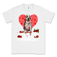 White pitbull lover dog roses funny just a girl who loves pitbull 213 pitbul Classic Tee - linhVisuals