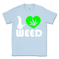 Dusty Blue i love weed fun Classic Tee - linhVisuals