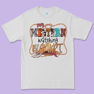 My Western Watching Blanket Premium Tee Designed By Cowhidedigitalart