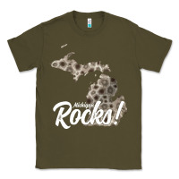 Army Green great lakes shaped men women petoskey stone michigan rocks pullover ho Classic Tee - linhVisuals