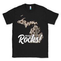 Black great lakes shaped men women petoskey stone michigan rocks pullover ho Classic Tee - linhVisuals