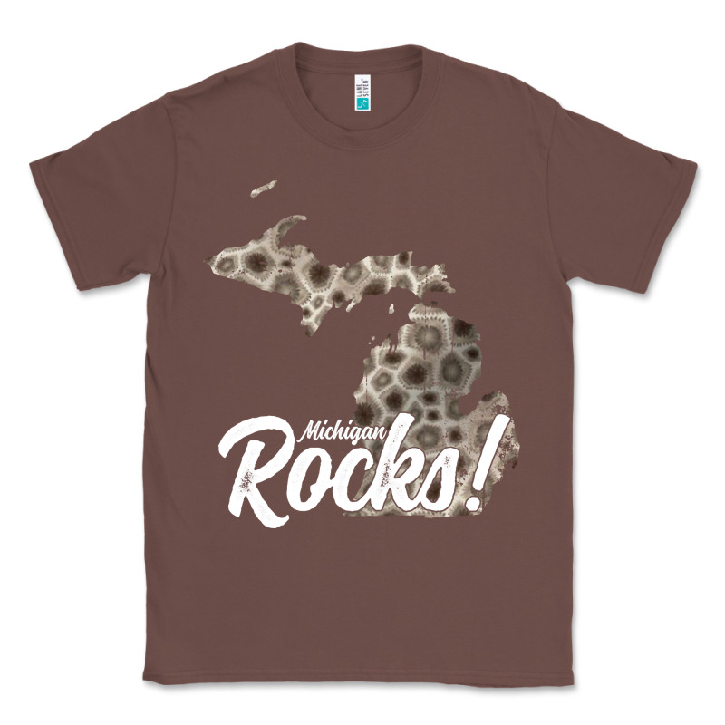 Great Lakes Shaped Men Women Petoskey Stone Michigan Rocks Pullover Ho Classic Tee by linhVisuals | Teevron