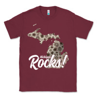 Burgundy great lakes shaped men women petoskey stone michigan rocks pullover ho Classic Tee - linhVisuals