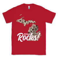 Red great lakes shaped men women petoskey stone michigan rocks pullover ho Classic Tee - linhVisuals