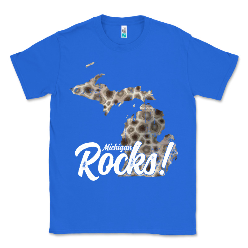 Great Lakes Shaped Men Women Petoskey Stone Michigan Rocks Pullover Ho Classic Tee by linhVisuals | Teevron