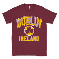 Burgundy womens dublin ireland varsity style shamrock green with amber print v Classic Tee - linhVisuals