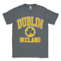 Charcoal Heather womens dublin ireland varsity style shamrock green with amber print v Classic Tee - linhVisuals