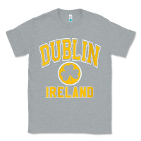 Heather Grey womens dublin ireland varsity style shamrock green with amber print v Classic Tee - linhVisuals