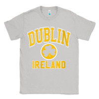Moon Dust womens dublin ireland varsity style shamrock green with amber print v Classic Tee - linhVisuals