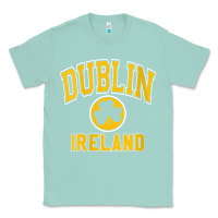 Seafoam womens dublin ireland varsity style shamrock green with amber print v Classic Tee - linhVisuals