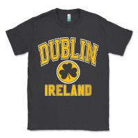 Womens Dublin Ireland Varsity Style Shamrock Green With Amber Print V Classic Tee | Teevron