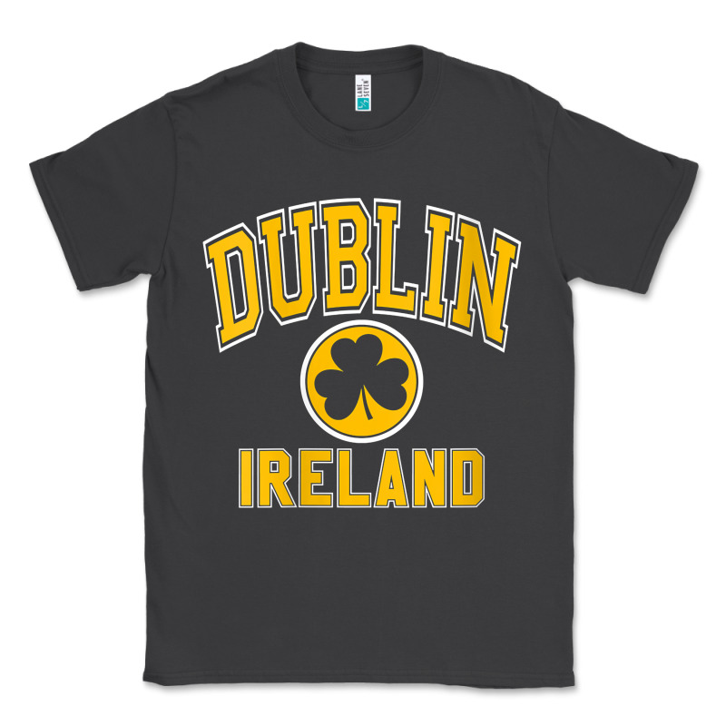 Womens Dublin Ireland Varsity Style Shamrock Green With Amber Print V Classic Tee by linhVisuals | Teevron