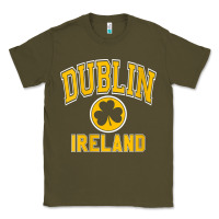 Army Green womens dublin ireland varsity style shamrock green with amber print v Classic Tee - linhVisuals
