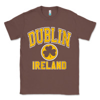 Chestnut womens dublin ireland varsity style shamrock green with amber print v Classic Tee - linhVisuals