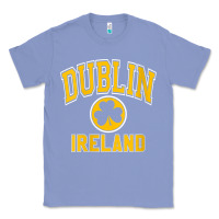 Colony Blue womens dublin ireland varsity style shamrock green with amber print v Classic Tee - linhVisuals