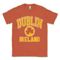 Copper womens dublin ireland varsity style shamrock green with amber print v Classic Tee - linhVisuals