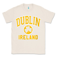 Natural womens dublin ireland varsity style shamrock green with amber print v Classic Tee - linhVisuals