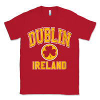 Red womens dublin ireland varsity style shamrock green with amber print v Classic Tee - linhVisuals