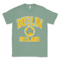 Sage womens dublin ireland varsity style shamrock green with amber print v Classic Tee - linhVisuals
