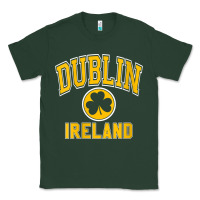 Sports Green womens dublin ireland varsity style shamrock green with amber print v Classic Tee - linhVisuals