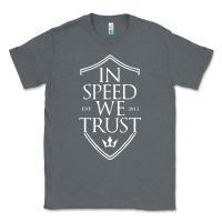 Charcoal Heather in speed we trust Classic Tee - linhVisuals