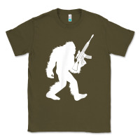 Army Green bigfoot with rifle sasquatch 2nd amendment gun t shirt Classic Tee - linhVisuals