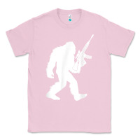 Bubblegum Pink bigfoot with rifle sasquatch 2nd amendment gun t shirt Classic Tee - linhVisuals
