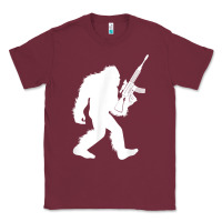 Burgundy bigfoot with rifle sasquatch 2nd amendment gun t shirt Classic Tee - linhVisuals