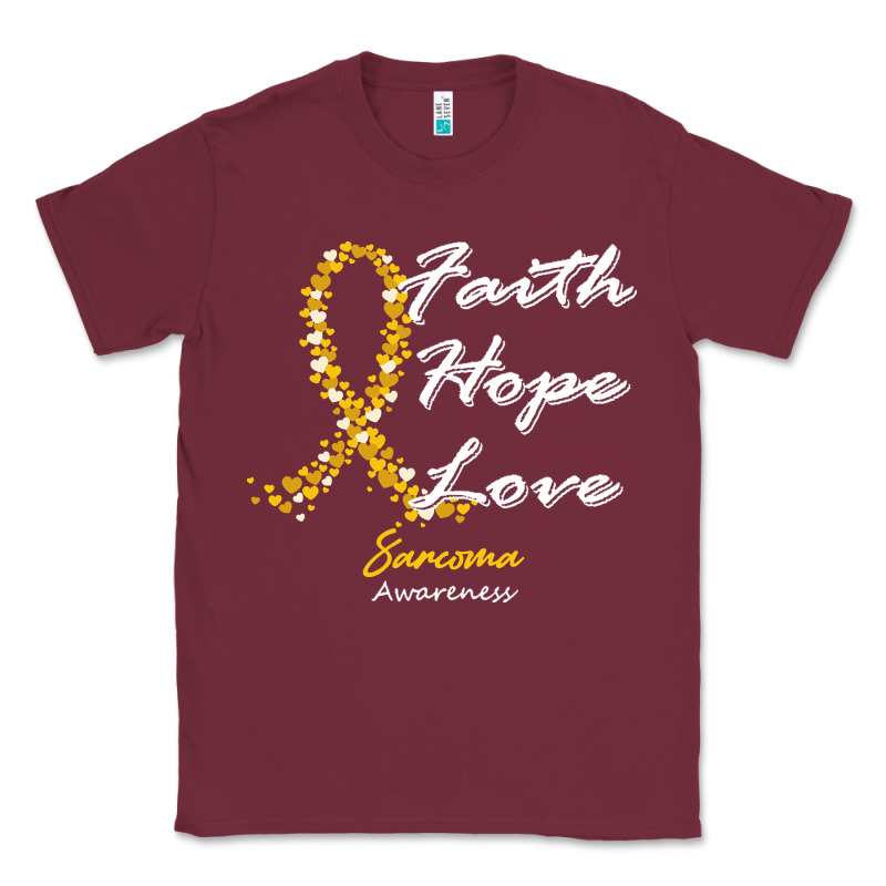 Sarcoma Awareness T  Shirt Sarcoma Awareness Faith Hope Love   In This Classic Tee by linhVisuals | Teevron