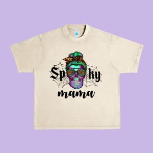 Spooky Mama Skull Urban Heavy Tee Designed By Ranaportraitstore