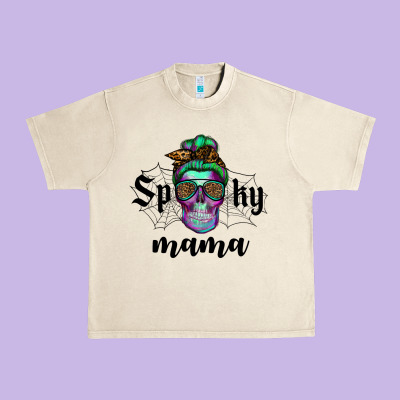 Spooky Mama Skull Urban Heavy Tee Designed By Ranaportraitstore