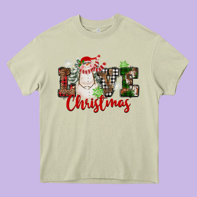 Love Christmas Snowman Heavy Core Tee Designed By Fadigitalartstudio