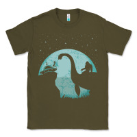 Army Green bigfoot riding loch ness monster sasquatch ufo abduction pullover hood Classic Tee - linhVisuals