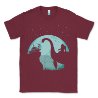 Burgundy bigfoot riding loch ness monster sasquatch ufo abduction pullover hood Classic Tee - linhVisuals